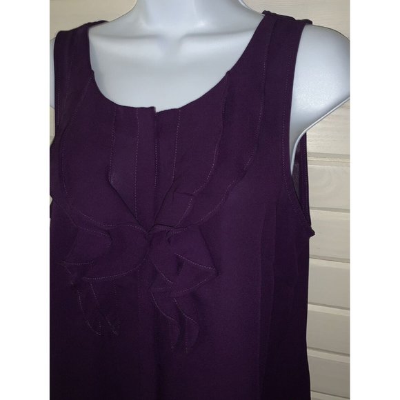 NWT Kenneth Cole Reaction Sz MEDIUM Purple Ruffle Tank Button Front Top Blouse - Picture 1 of 9
